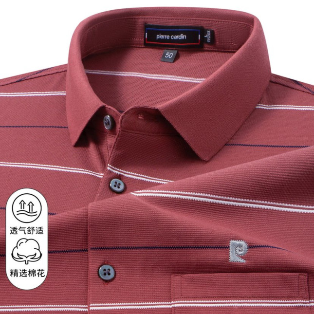 Pierre Cardin Men's Redwine Striped Polo Shirt – Stretch Cotton Blend PL51TSA129Z920